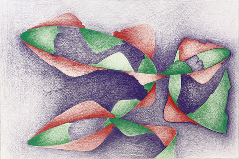 Untitled (Purple, Green and Red on White) 2024