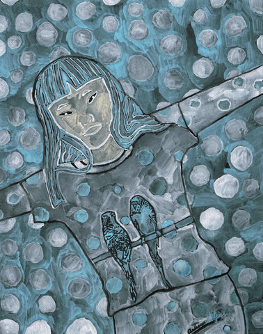 Kusama, Now You See Her, Now You Don't (Blue + Black), 2023