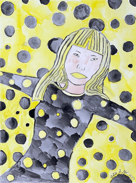 Kusama, Now You See Her, Now You Don't (Yellow + Black), 2023