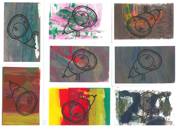 Monoprinted Art Card - Bob Provost