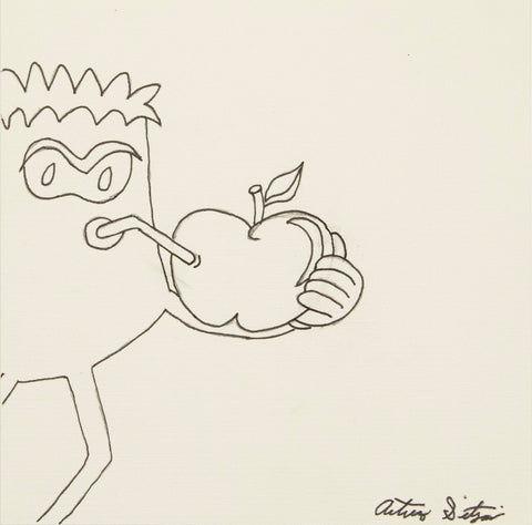Unibrow Monster Sucking the Life Out of an Apple, 2017