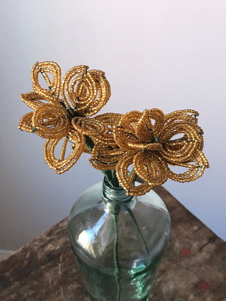 Beaded flowers (bronze gold 3)