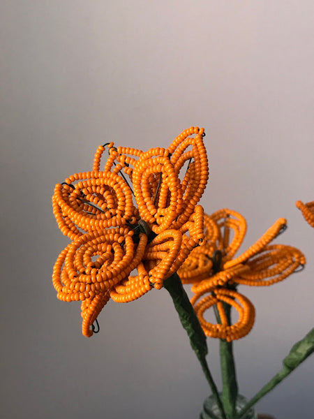 Beaded flowers (tangerine 3)