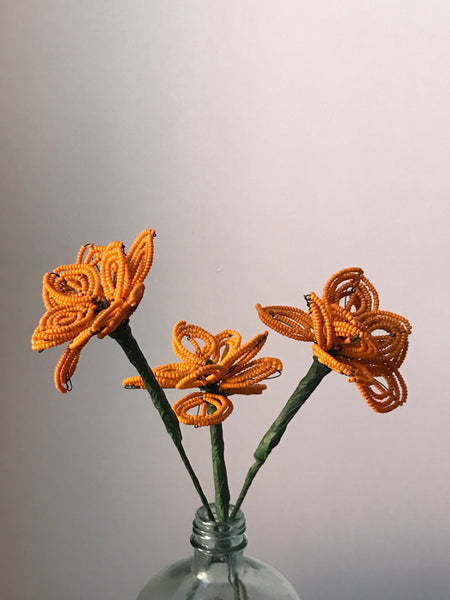 Beaded flowers (tangerine 3)